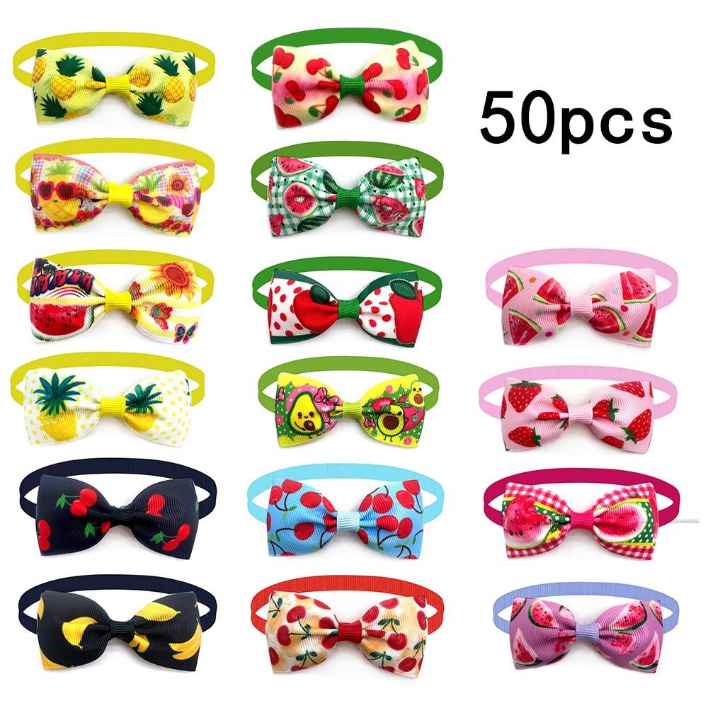 50/100pcs Pet Dog Bowties Summer Fruit Puppy Dog Bow Tie Pet Collar Dog Grooming Accessories Pet Supplies for Small Dog