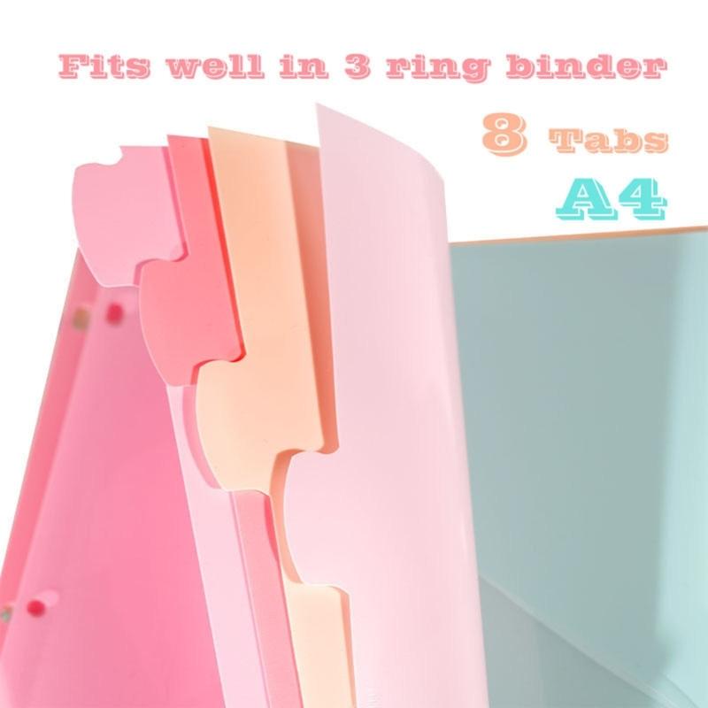 Colorful Binder Dividers 3 Holes Designs Sturdy PP for Notebook Journals Daily Organization