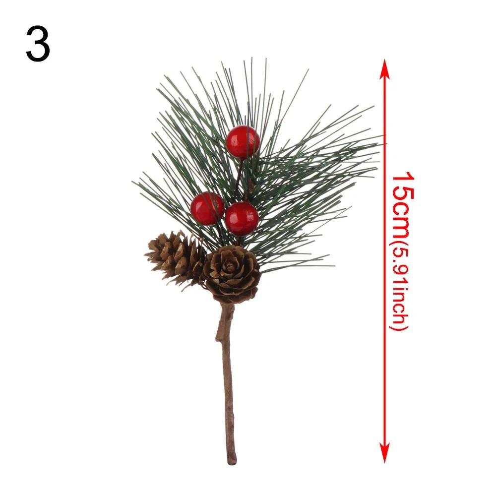 20-26cm Rotes Beeren-Bouquet Künstlicher Tannenzapfen Blumenast Weihnachtsbaumschmuck Hochzeitsfeierdekor Festliche Artikel