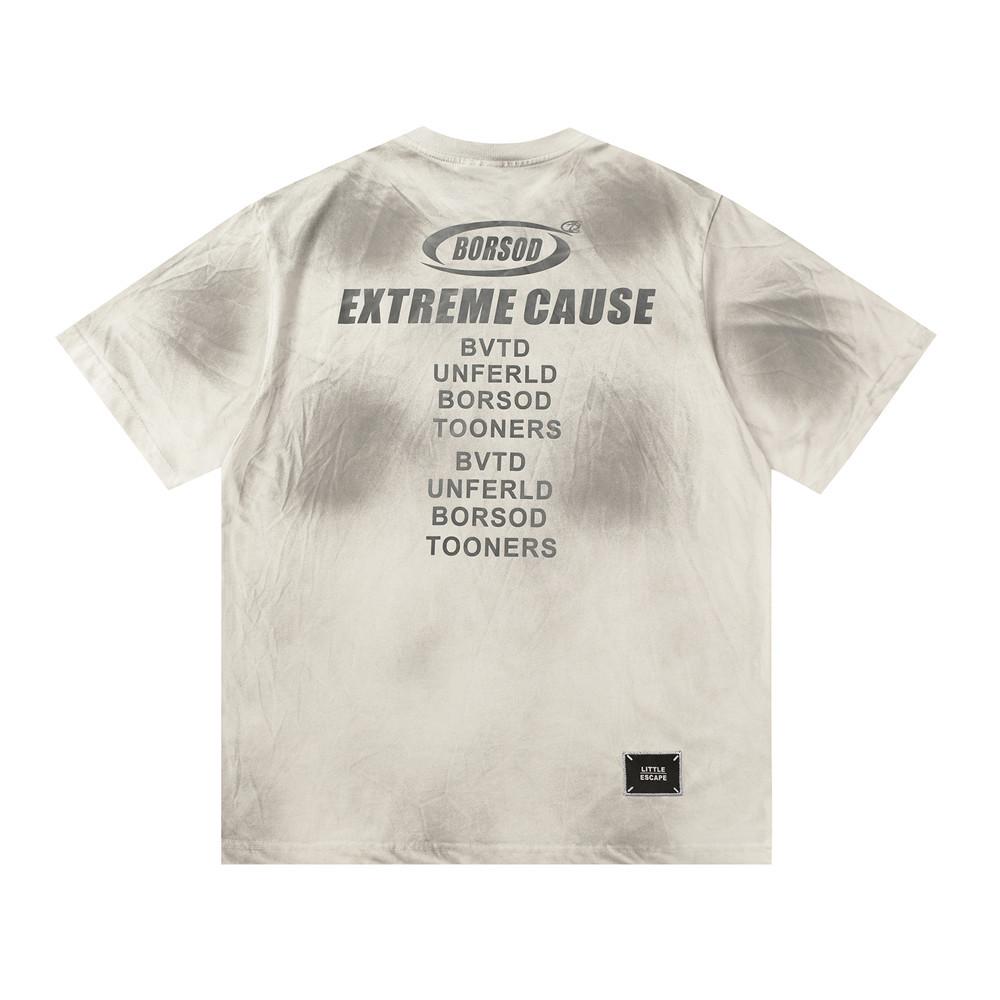 

Футболка с короткими рукавами и градиентным принтом с надписями для мужчин, модная летняя футболка из чистого хлопка с короткими рукавами XXL миндальный