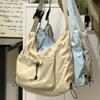 Lightweight casual pleated messenger bag women's trend tooling cotton drawstring shoulder bag Mori simple commuter tote bag