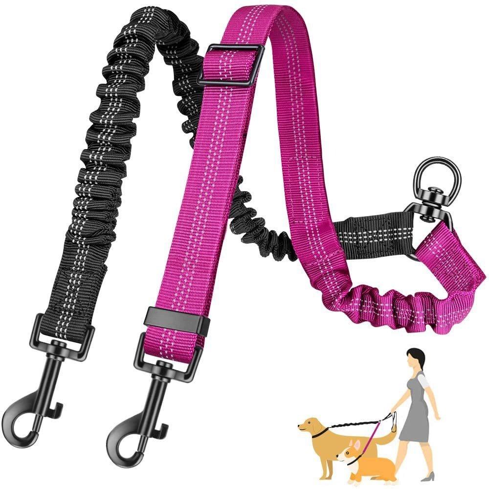 

2 in 1 Dual-Lead Dog Leash System for Two Dogs Heavy-Duty Dual Leash with Attachment Points, Compatible with Harnesses & Collars