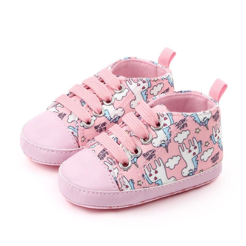 Unisex Baby Soft Rubber Sole Canvas Shoes Cute Cartoon Printing for Infant Prewalker Shoes