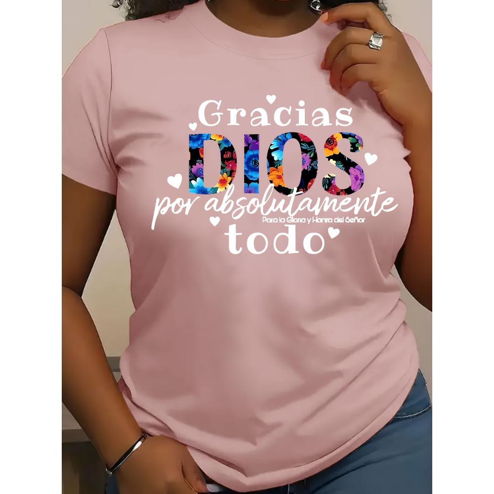 

Gracias Dios Women s Tee - Spanish Gratitude Quote Graphic, Faith-Inspired Print for Casual Daily Wear M