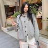 American Retro Gray Stand-up Collar Woolen Jacket Jacket Women's Autumn and Winter Design Sense Niche Loose Casual Versatile...
