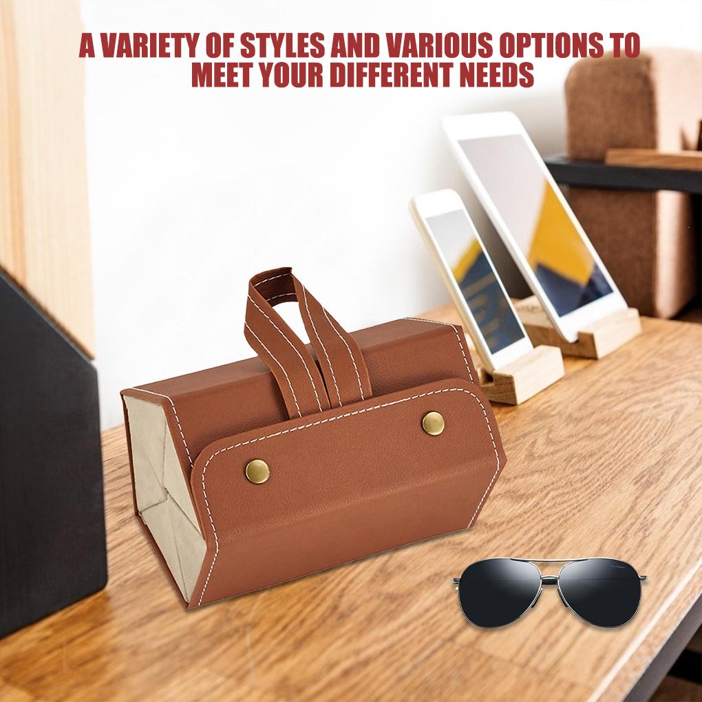 Eyeglasses Organizer Leather Holder Portable Travel Glasses Storage Box Case