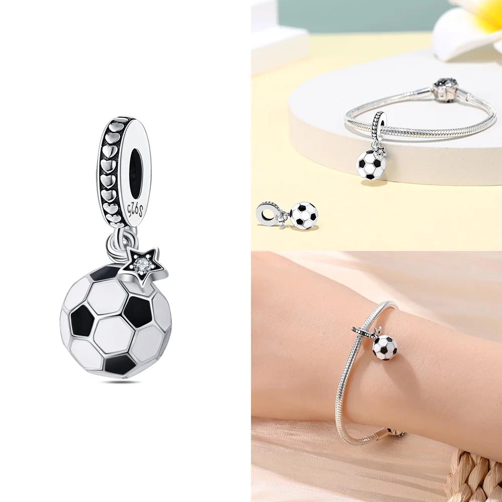 Fotbollsserie Berlocker Koppar Tröjor Fotboll Sport Pärlor Hängen Passar Original Armband Halsband Gör-det-själv Smycken Examenspresent