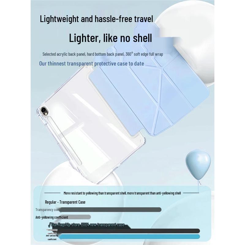 Samsung Galaxy Tab S9 Protective Case: 3+Y Fold, Transparent Acrylic, Full Coverage