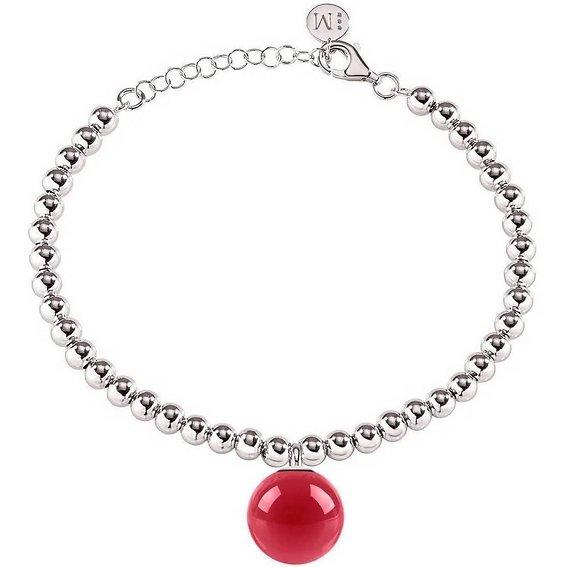 Morellato Donna Rossa Boule Bracciale Catena In Acciaio Inox Con Perline Saly23