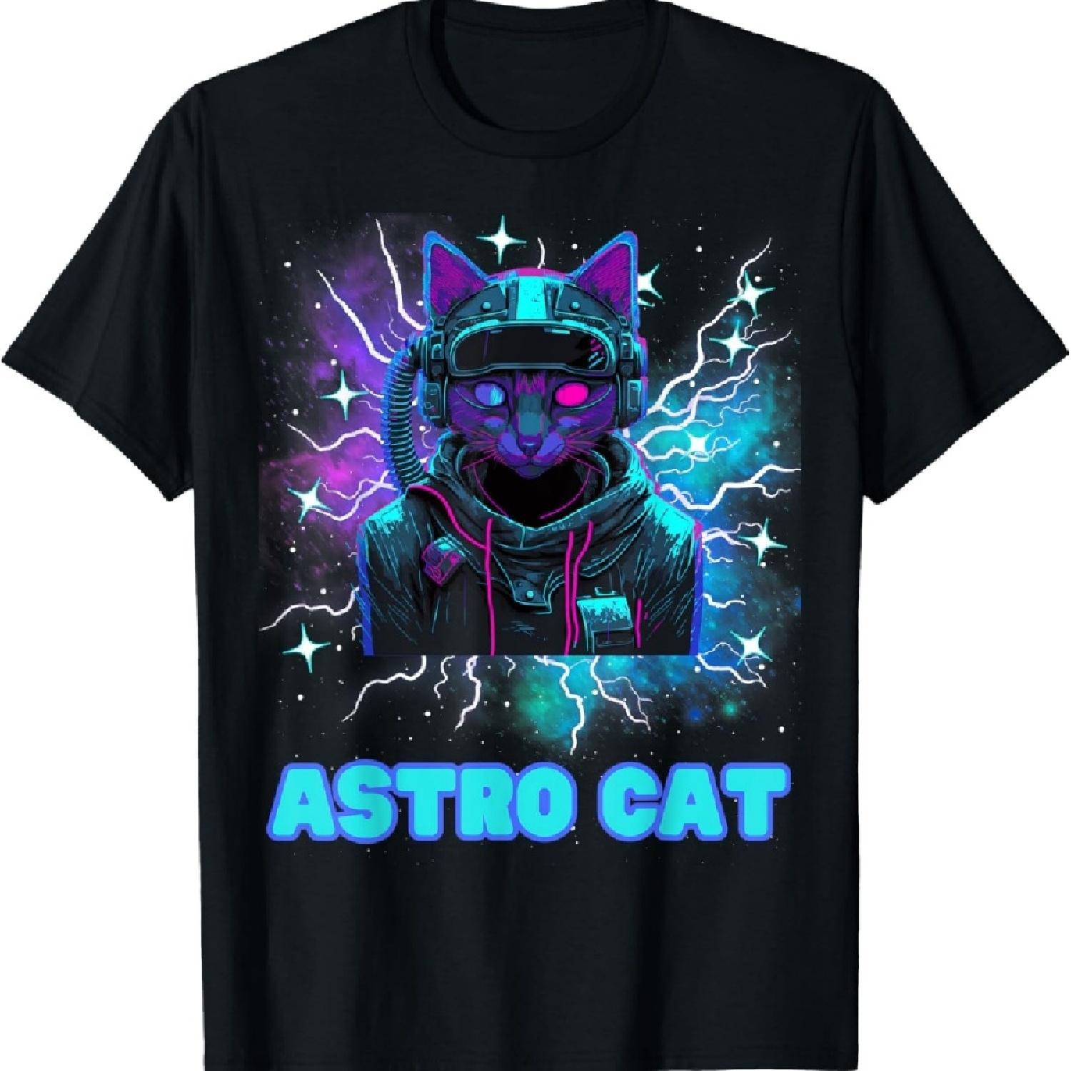 

Astro Cat Детская и взрослая Космический кот Ретро Космический кот Любитель кошек Футболка XXXXXL чёрный