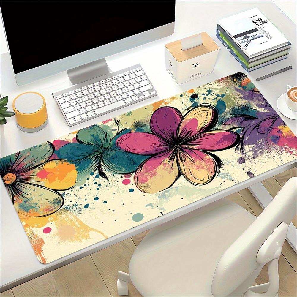1pc Large Gaming Mouse Pad, UV Reactive Non-Slip Desk Mat, Washable PolyesterFloral, Abstract, VibrantComputer Pad with Vibrant Game Machine