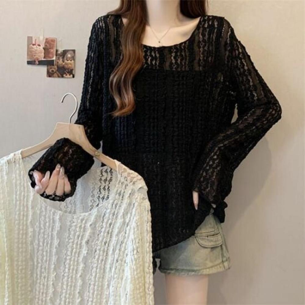 Navava Women Flower Lace Thin Long Sleeve T shirT nT2354