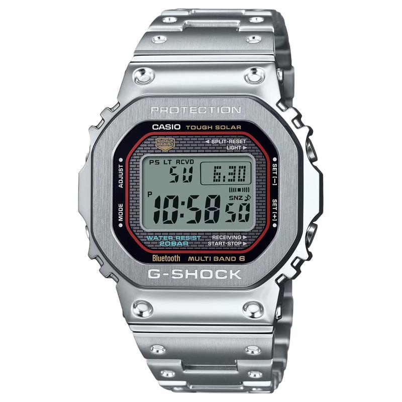 Casio 5000er Serie 200 Meter wasserdicht Solar Quarz Stahlarmband Herrenuhr graues Zifferblatt GMW-B5000D-1CJF