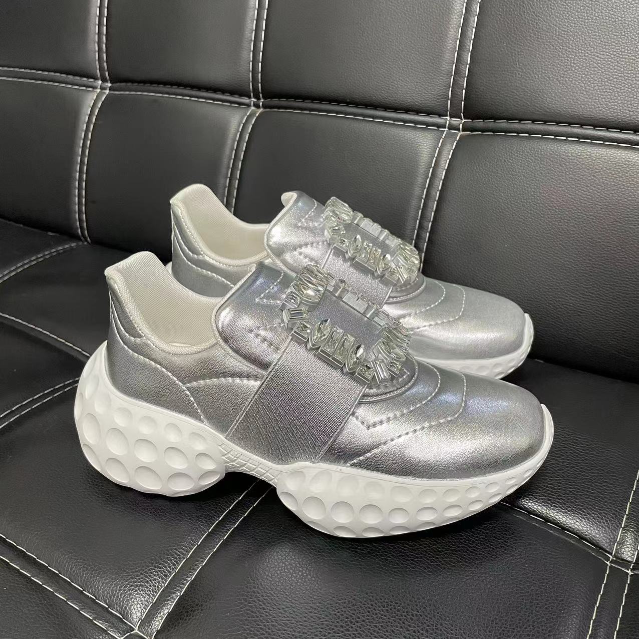 

Кроссовки на платформе с пряжкой из кристаллов, кроссовки Air Mesh, массивные женские кроссовки, повседневная обувь из вулканизированной ткани 40