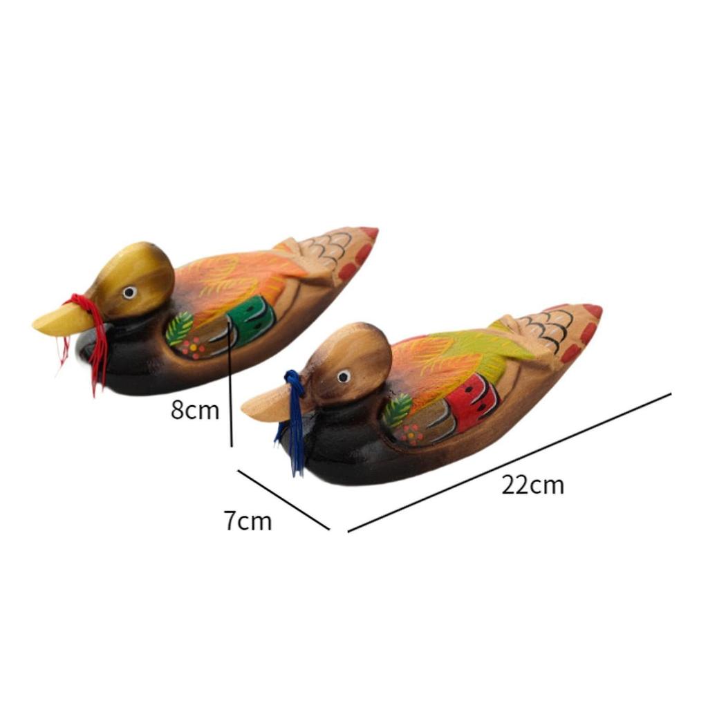 2 Pieces Painted Mandarin Duck Ornaments Sculpture for Desktop Bedroom Shelf