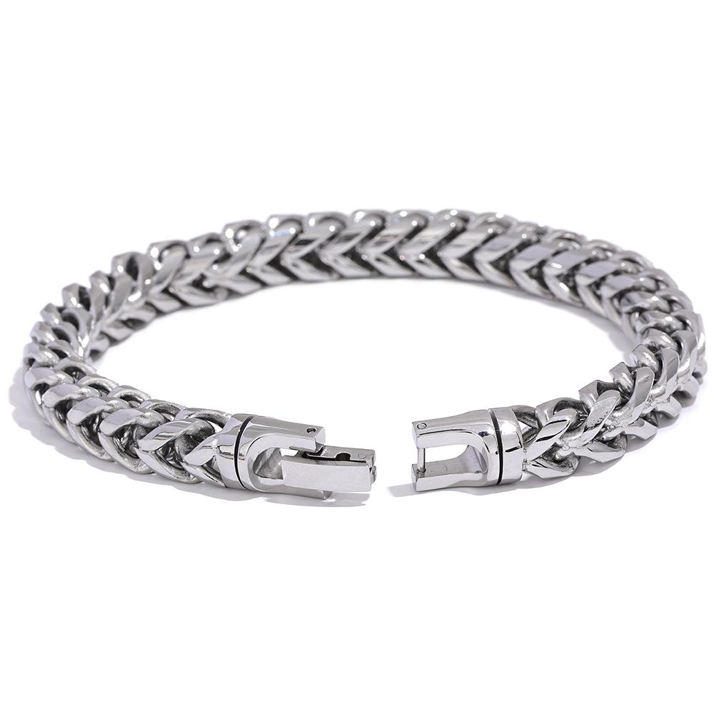 

Yhpup Size 235*8mm High Quality Stainless Steel Round Cuban Chain Men Bracelet Bangle Fashion Thick Textured Jewelry Rust Proof
