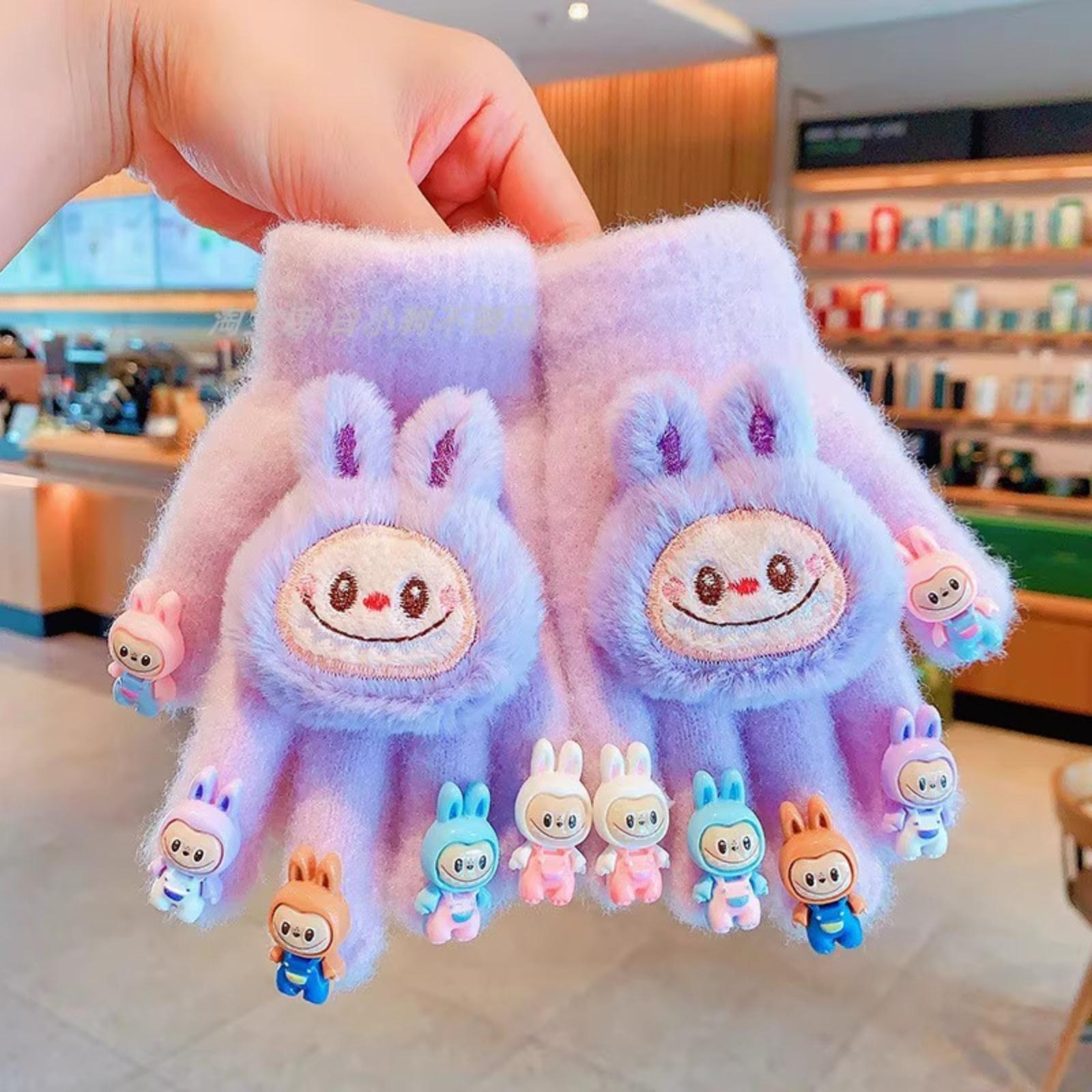 

Children s Warm Gloves Plus Fleece Cold-proof Gloves One Size фіолетовий