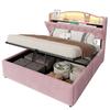 Upholstered bed 140 x 200 cm, hydraulic storage, velvet cover, LED headboard light, USB & USB-C charging, headboard storage, metal bed base, pink