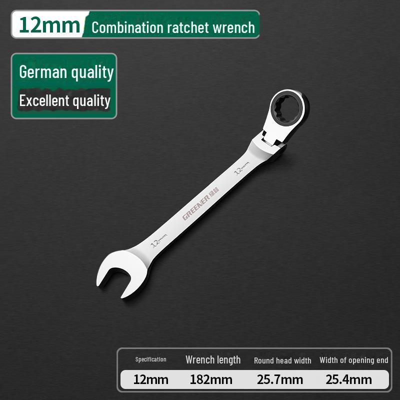 Green Forest Dual-Purpose Ratchet Wrench with Mirror Finish
