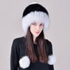Winter hat, female fox fur, leather straw hat, knitted thickened wool hat, sweet and cute, ear protectors to keep warm