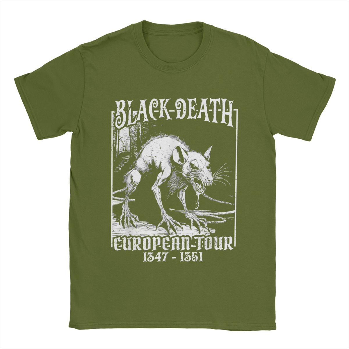 

Black Death European Tour T Shirt for Men Pure Cotton Awesome T-Shirts Round Neck Tees Short Sleeve Tops Printing 4XL