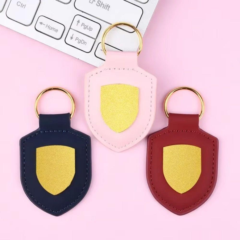 Exquisite Car Keychain Leather Metal Pendant Creative Shield Car Keychain  Travel