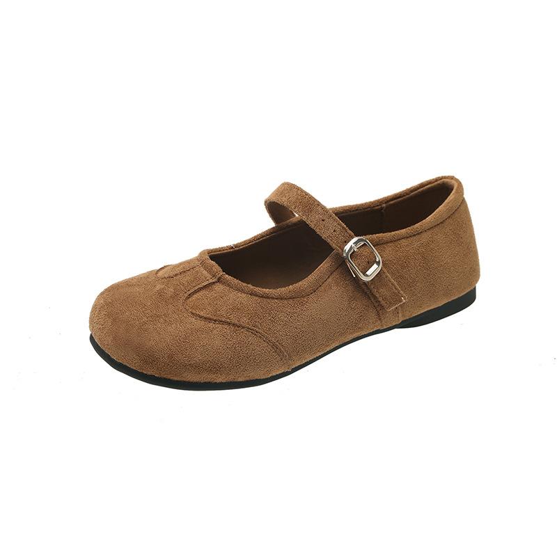 Gentle with skirt ballet shoes 2025 new one-word buckle single shoes women's French retro shallow mouth Mary Jane shoes