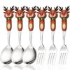6pcs Stainless Steel Christmas Dinnerware Set Cake Fork Coffee Spoon Party Tableware Christmas Tree Moose Snowman Fork Spoon Set