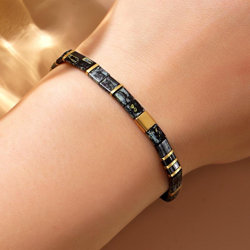 Women's Fashion Beaded Bracelet, Boho Style Handmade Elastic Cord Bracelet, Suitable for Men  Women Daily Wear