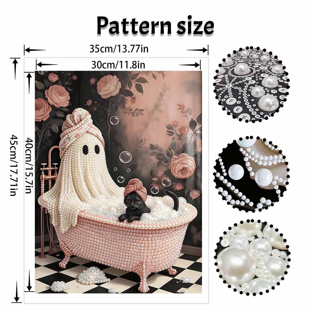 Halloween pearl painting handmade diy art bathtub cat pearl home decoration painting