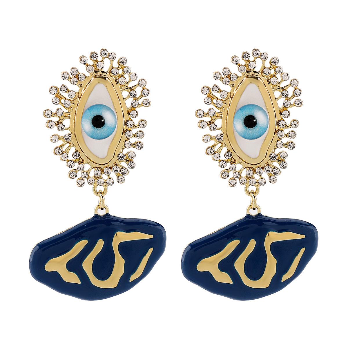 

Средневековое искусство Абстрактная личность Серьги-капли масла Подиумный темперамент Мода Глаза Бриллиантовые серьги синий