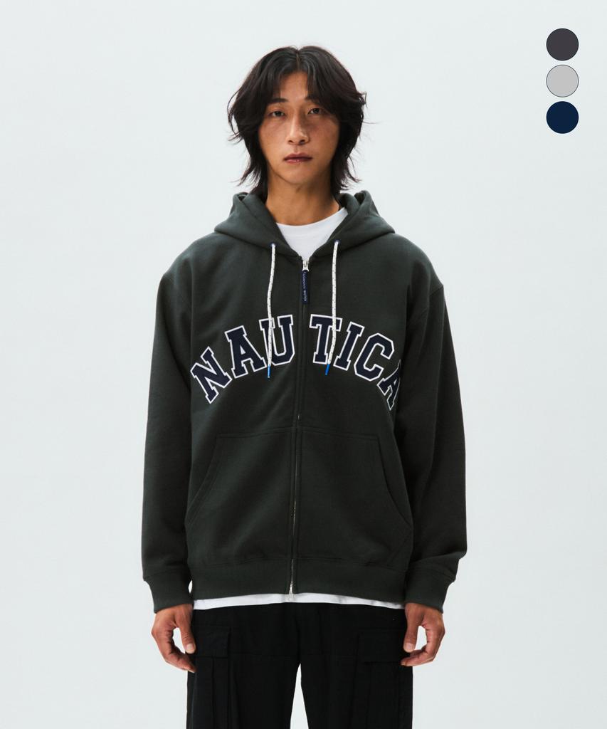 Nautica Arch Logo Hooded Zip-Up (Fleece-Lined) Njk0865