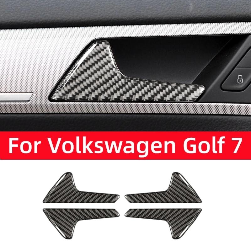 For Volkswagen Golf 7 Gti R Gte Gtd Mk7 2013- Auto Door Switch Handle Cover Carbon Fiber Decor Strip Sticker Car Accessories