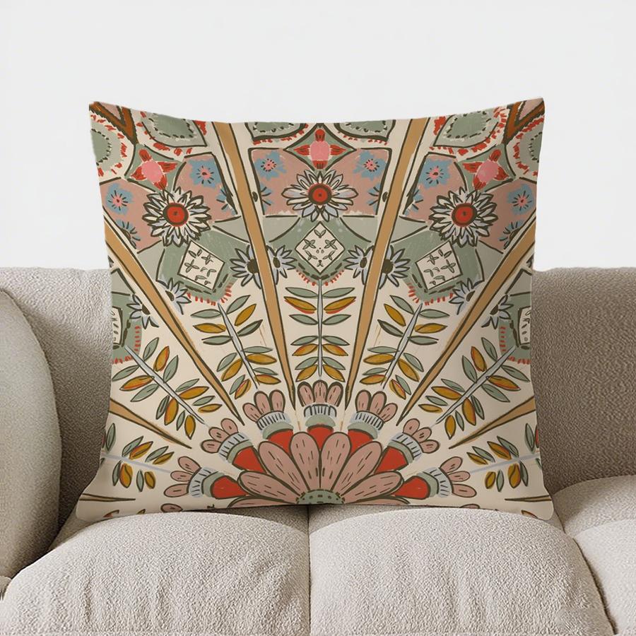 Colorful Floral Pattern Doublesided Printed Pillow Cover Short Plush Suitable Living Rooms Bedrooms Sofas Throw Cushion Cover