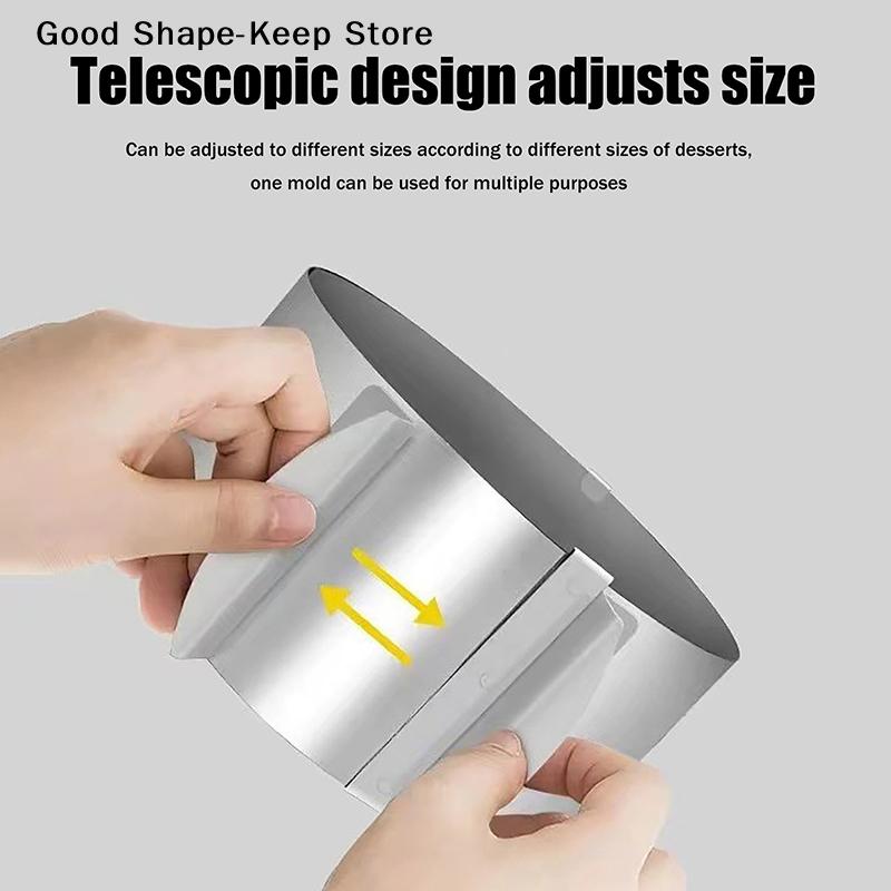 Scale Integrated 6-8cm Telescopic Mousse Ring, Reusable Stainless Steel Round Cake Ring, Rustproof
