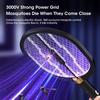 3000V Electric Mosquito Swatter With Security Grid Rechargeable Large Capacity Battery Anti-mosquito Lamp Night Light