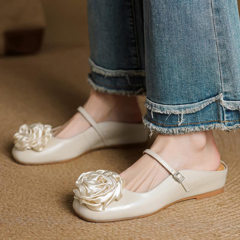 Summer women's baotou slippers new comfortable leather silver women's slippers beef tendon soft bottom large size casual cool slippers