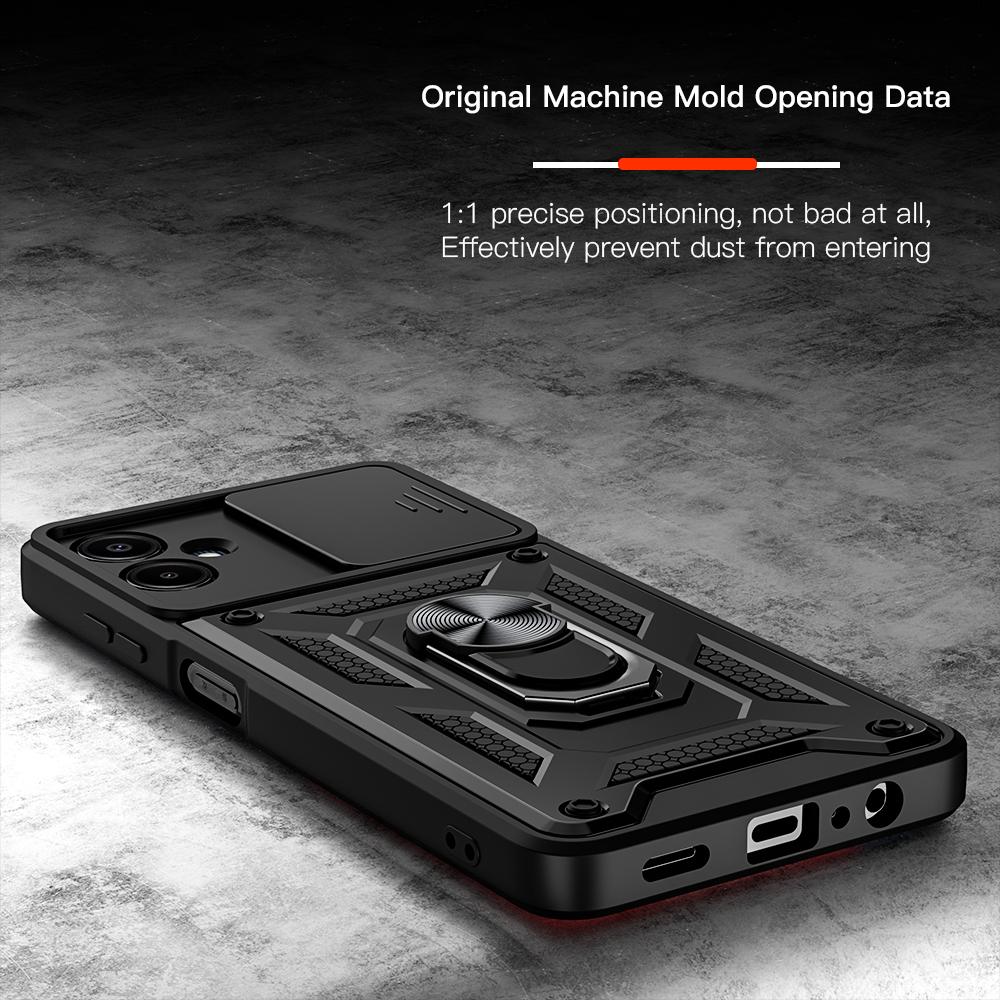 KEYSION Shockproof Case for Samsung A06 A05 A04 Silicone+PC Slide Camera Lens Protection Ring Stand Phone Cover for Galaxy A06