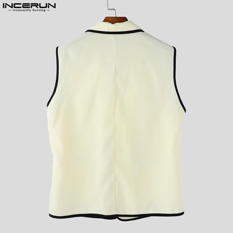 INCERUN Men Stitching Sleeveless Buttons Waistcoat And Long Straight Pants Sets