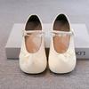 Kids Leather Shoes Mesh Lace Bow Girls Flat Shoes Soft Sole Non-slip 2025 Spring Autumn Children Princess Shoes Sweet Pearls Ins
