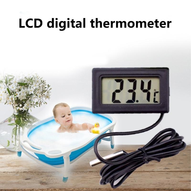 LCD Display Thermometers Digital Temperature Monitors with Probe for Aquarium Freezer Fridge Temperature Measuring Meter
