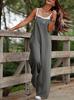 Solid Color Jumpsuit Women Casual Sleeveless Loose Fit Wide Leg One-Piece Outfit Summer Fashion Romper
