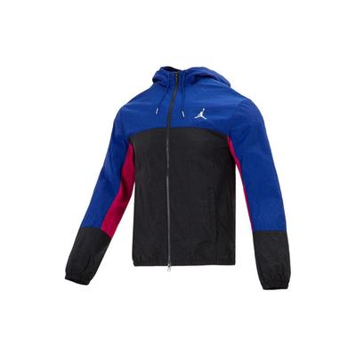 Spliced Zip Hooded Jacket Men Outerwear Blue DJ0253-455