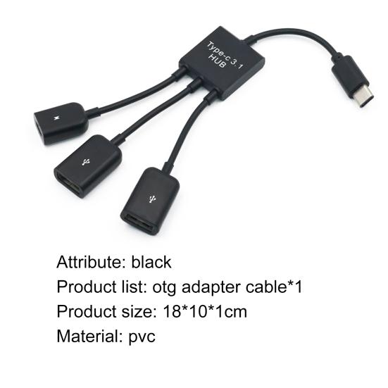 Adapter Cable Charging 1 to 3 Data Transmission Type-c to USB Converter Cable