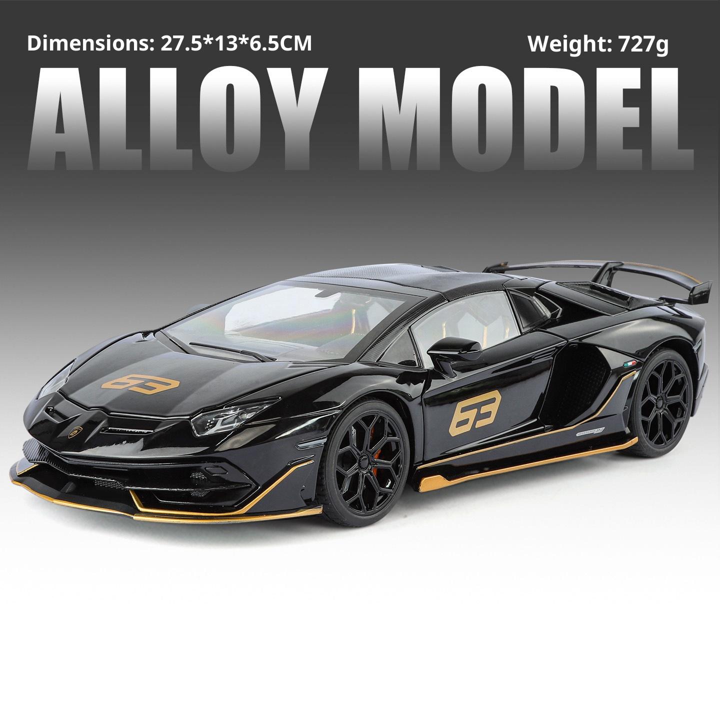 1:18 Scale Aventador SVJ63 Alloy Die-cast Supercar Model Simulation Open-door Convertible Supercar Toy Gift