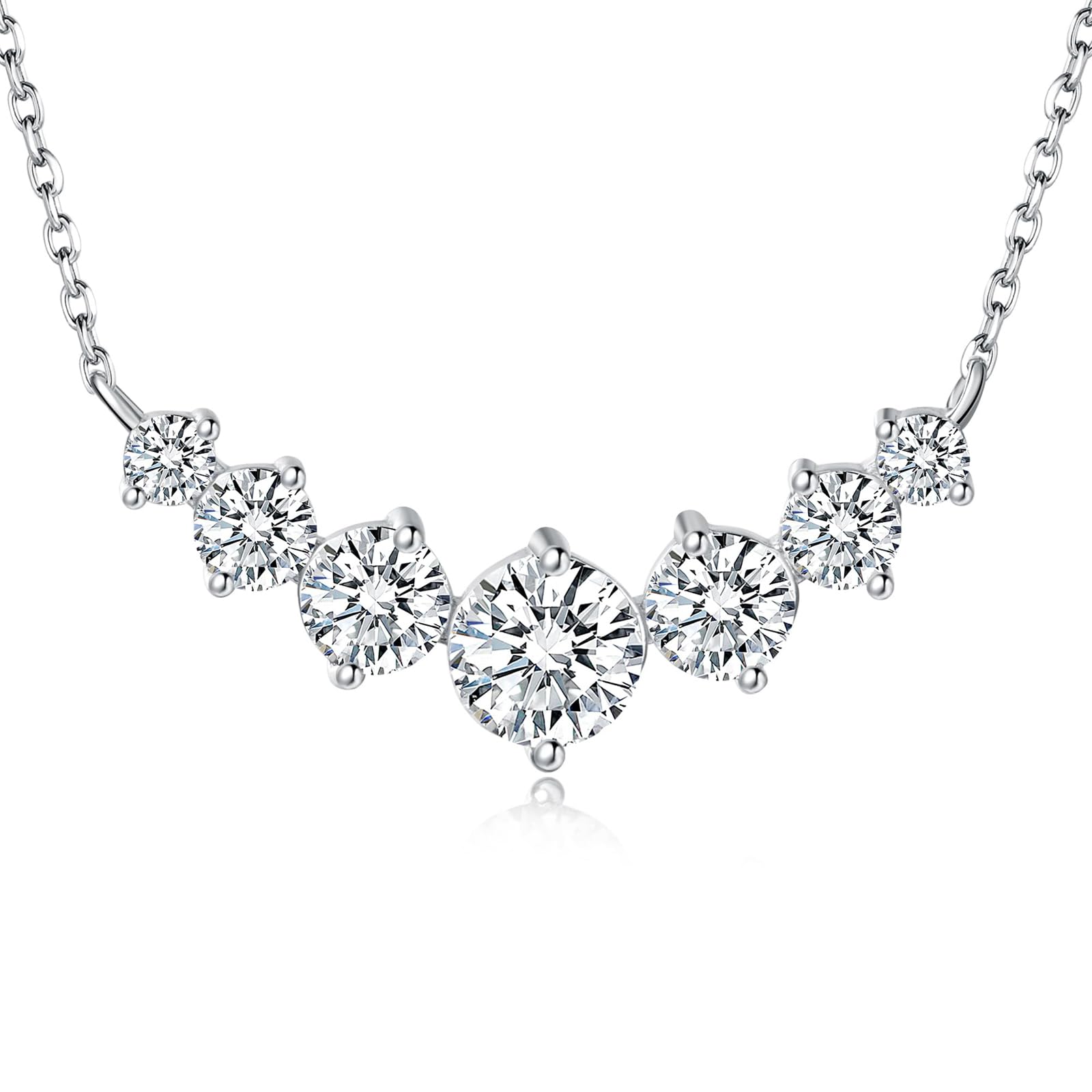 

Artificial Diamond 7 Stone Center Total Sterling Metal Birthday Gift [KRKCLIFE] Women s Necklace, Necklace, Gemstone, 1.7ct, Silver, Hypoallergenic,