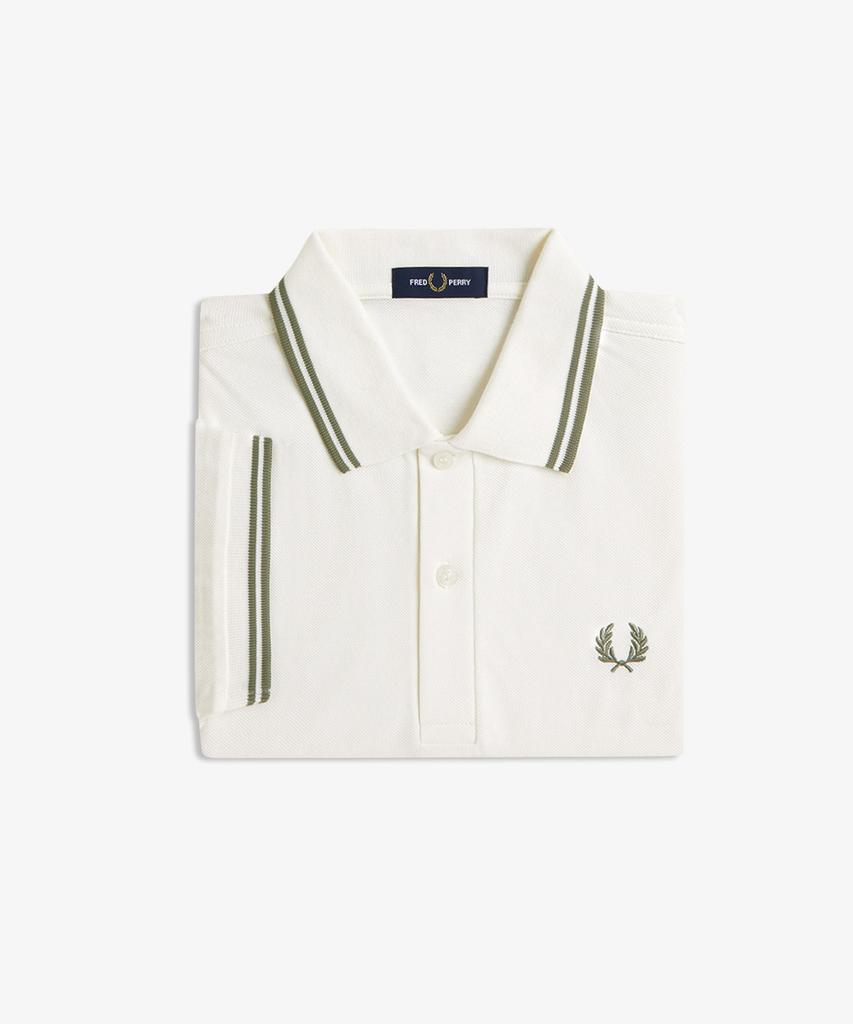 FRED PERRY [M3600] Twin Tip Fred Perry Shirt - Light Ecru/Olive Mint Afpm2513600-Y54