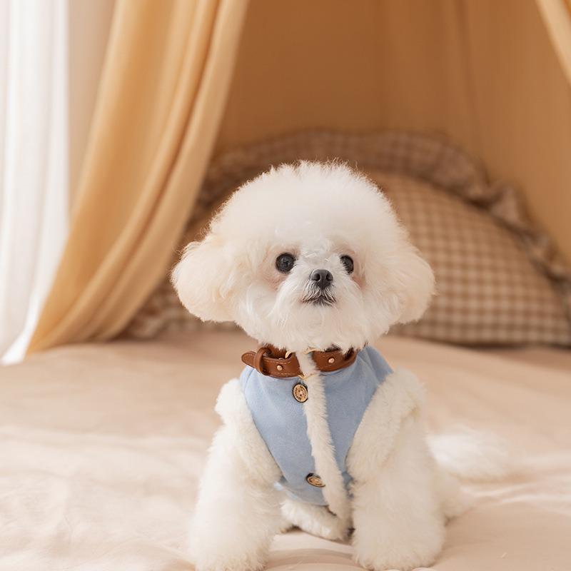 Thickened Dog Coat with Winter Fleece Lining Pet Cotton Jacket for Small To Medium Dogs Warm Two-Legged Clothes