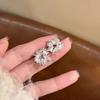 Bow Flower Zircon Stud Earrings Female Sweet High-End Temperament Design Earrings Niche Light Luxury Earrings