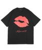Monkey Flower Women'S Kiss Pearl Print Oversized Short Sleeve T-Shirt / Sm8Wts02F White